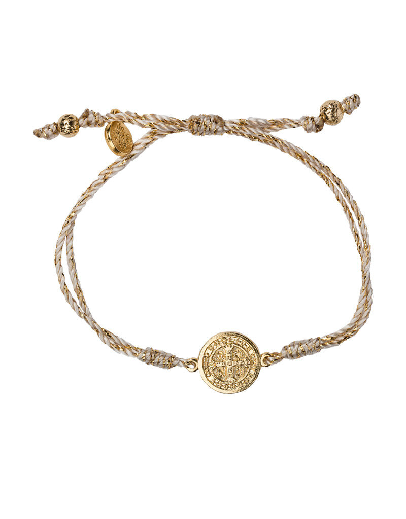 My Saint My Hero Serenity Blessing Bracelet - Silver Medal/Metallic Gold Band