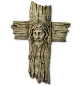 HJ Sherman 17" Wood Face of Jesus Cross