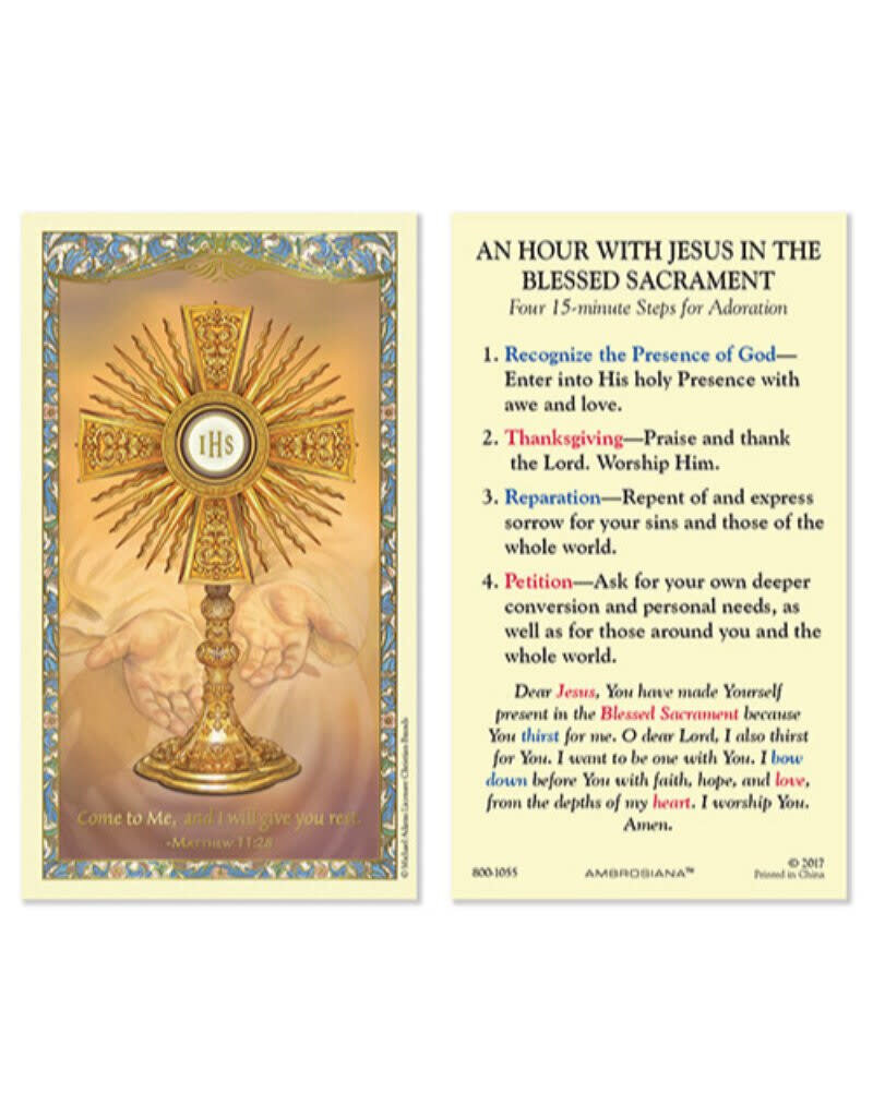 Ambrosiana Adoration of the Blessed Sacrament Laminated Holy Card