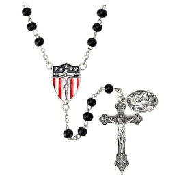 Christian Brands Pope Leo XIV Patriotic Black Wood Rosary with St. Augustine Medal