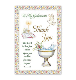 Alfred Mainzer Baptism Card - Thank You to My Godparents with Flowers