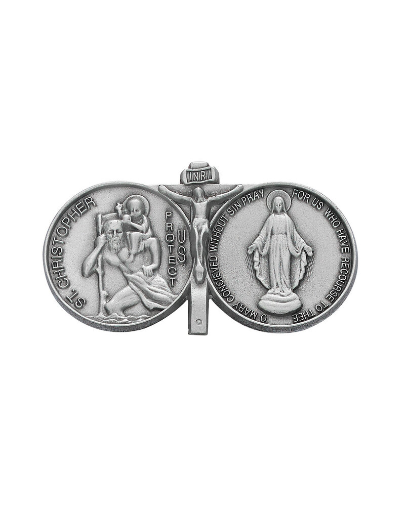McVan McVan Visor Clip with St. Christopher, Jesus Crucified, and the Miraculous Medal