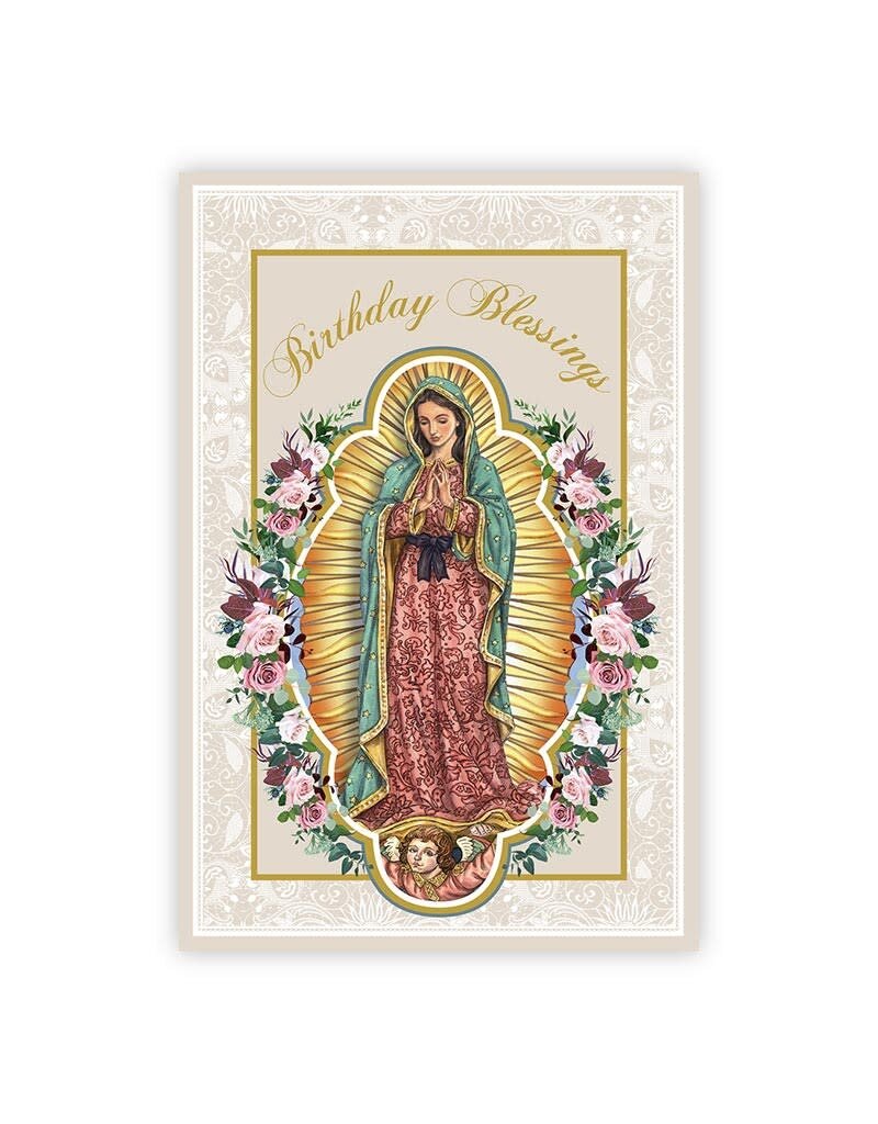 Alfred Mainzer Birthday Blessings Card with Our Lady of Guadalupe