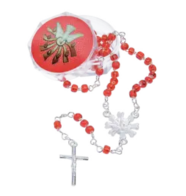 Lumen Mundi Red Seed Bead Confirmation Rosary with Acrylic Box