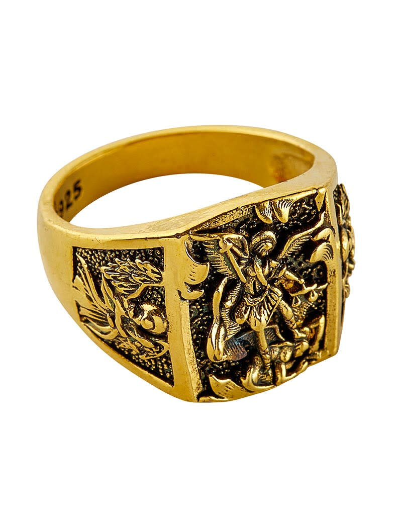 Berkander Gold Plated Saint Michael Ring - Assorted Sizes