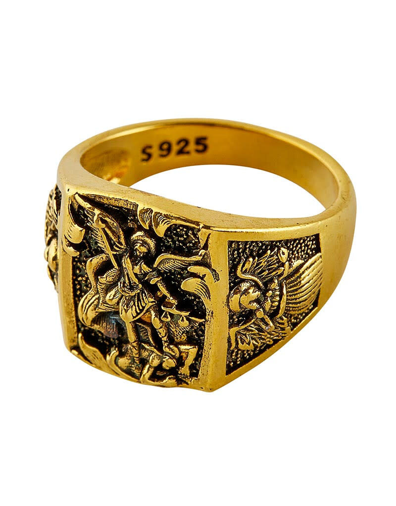 Berkander Gold Plated Saint Michael Ring - Assorted Sizes