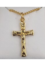 HMH Religious 16kt Gold over Sterling Silver crucifix with Flowered Tips, 18" chain