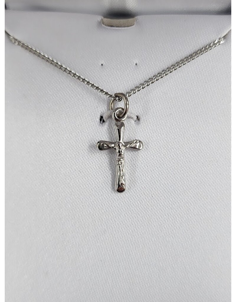 HJ Sherman Sterling Silver Crucifix Necklace - Small, Rounded Ends