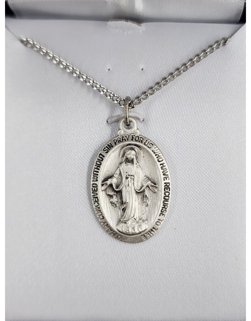 HJ Sherman Sterling Silver Miraculous Medal Necklace