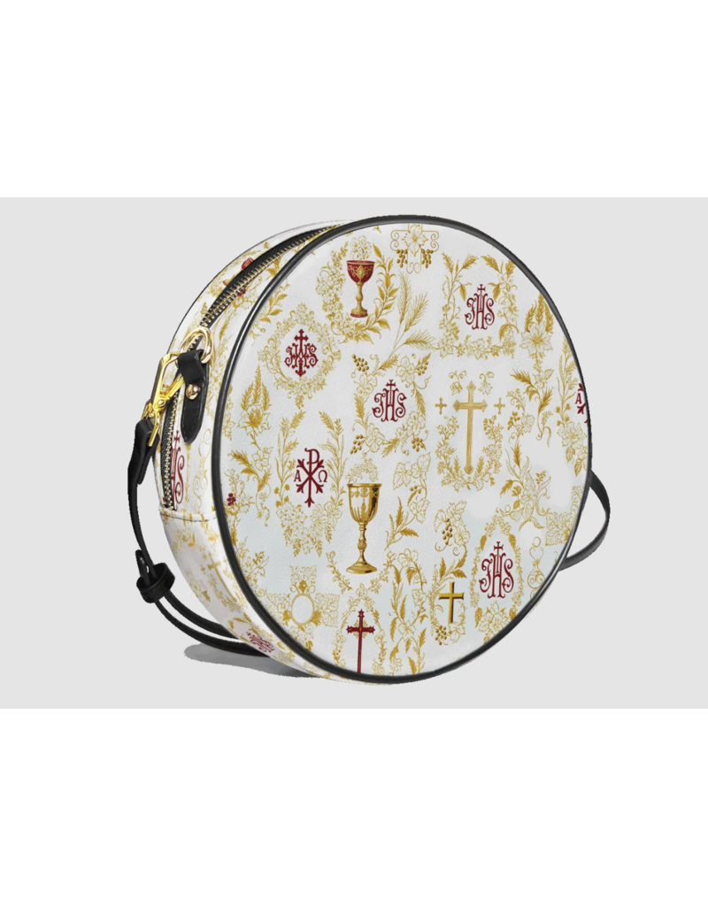 "Credo" Circle Crossbody Bag (Gold and White Chalice)