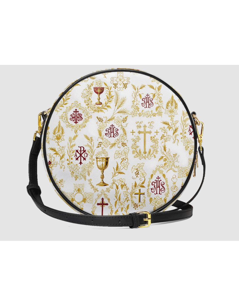 "Credo" Circle Crossbody Bag (Gold and White Chalice)