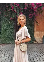 "Credo" Circle Crossbody Bag (Gold and White Chalice)