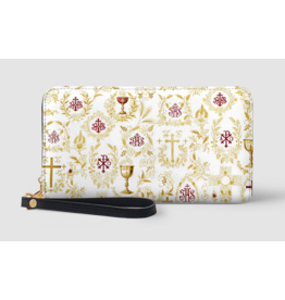 "Credo" Faux Leather Wallet (Gold and White Chalice)