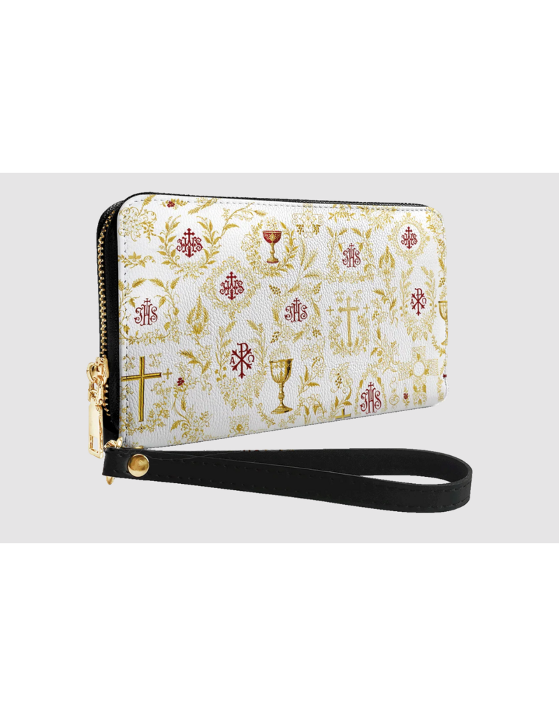 "Credo" Faux Leather Wallet (Gold and White Chalice)