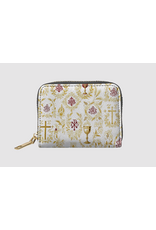 "Credo" Faux Leather Mini Wallet (Gold and White Chalice)