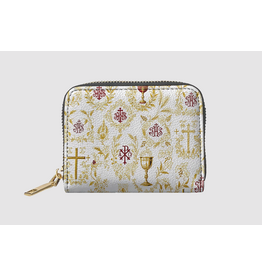 "Credo" Faux Leather Mini Wallet (Gold and White Chalice)