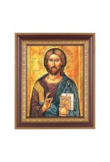 WJ Hirten 11 1/2" X 13 1/2" Cherry Frame with Gold Trim with an 8" x 10" Christ the All Knowing Print (Christ the Teacher)