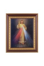 WJ Hirten 11 1/2" x 13 1/2" Cherry Frame with Gold Trim with an 8" x 10" Divine Mercy Print
