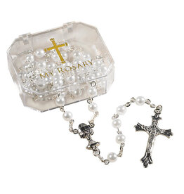 Christian Brands First Communion Rosary White