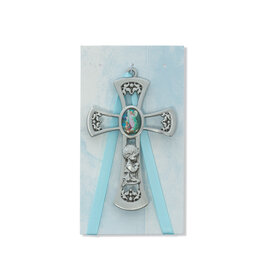 McVan 3 3/4" Guardian Angel Boy Blue Crib Cross