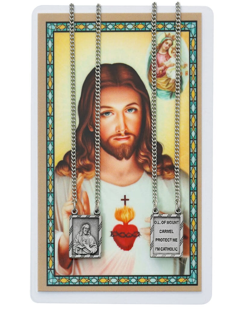 McVan Scapular Pendant & Sacred Heart Prayer Card