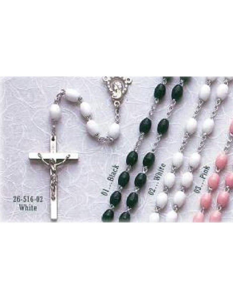 Religious Art Inc Rosary - White Plastic Beads