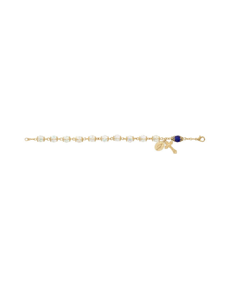 McVan 8mm Capped Crystal Bracelet with Blue Teardrop Bead
