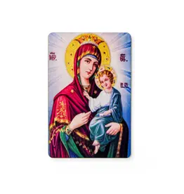 Logos Trading Post Virgin Mary with Crown - Wooden Icon with Magnet and Stand