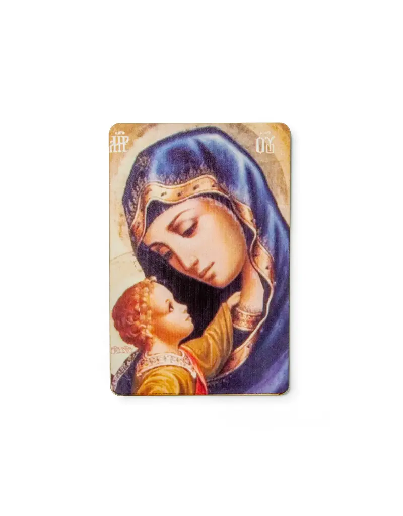 Logos Trading Post Virgin of Tenderness - Wooden Icon with Magnet and Stand