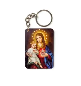 Logos Trading Post Immaculate Heart of Mary with Baby Jesus - Wooden Icon Keychain