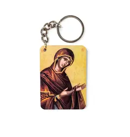 Logos Trading Post Virgin Mary - Byzantine - Wooden Icon Keychain