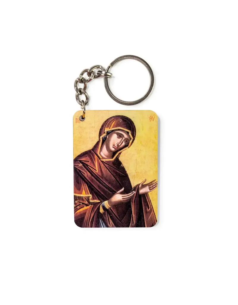 Logos Trading Post Virgin Mary - Byzantine - Wooden Icon Keychain