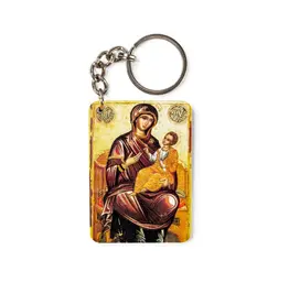 Logos Trading Post Virgin Mary Hope of all Faithful Byzantine - Wooden Icon Keychain
