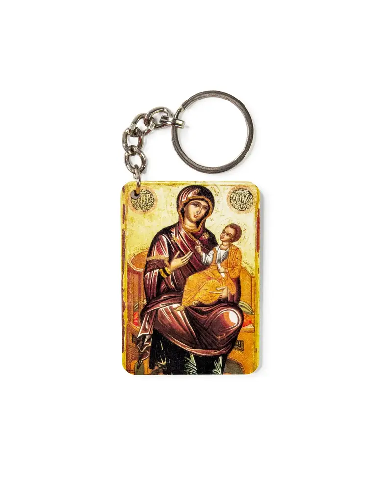 Logos Trading Post Virgin Mary Hope of all Faithful Byzantine - Wooden Icon Keychain