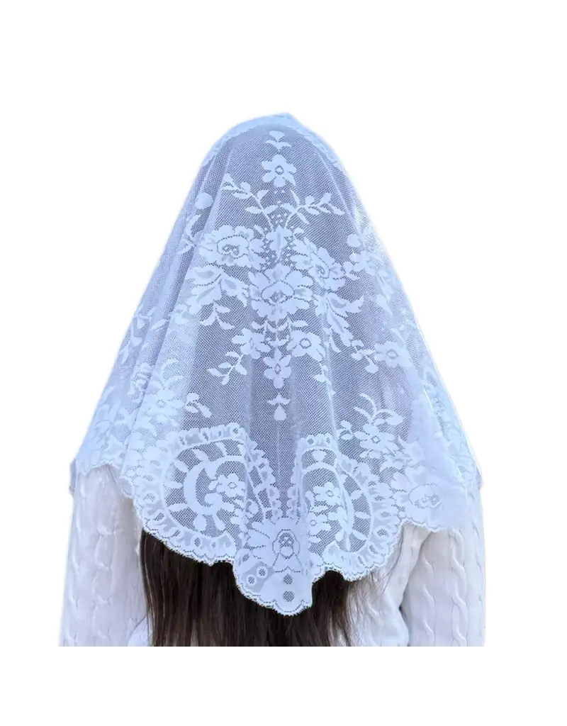 Oremus Mercy Lady of Grace Chapel Veil ~ White (52" X 24")