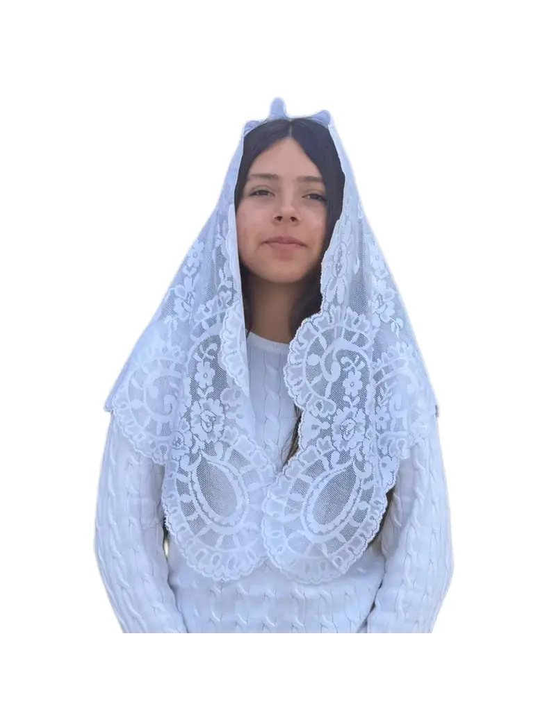 Oremus Mercy Lady of Grace Chapel Veil ~ White (52" X 24")