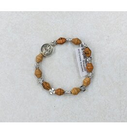 Holy Land Cradle Olivewood Benedict and Cross Bracelet
