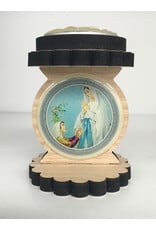 Blessed Americas Mini Our Lady of Lourdes Wood Stand with Candle