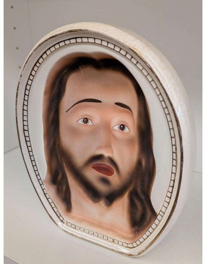 Vintage Illusion Jesus Porcelain Plaque