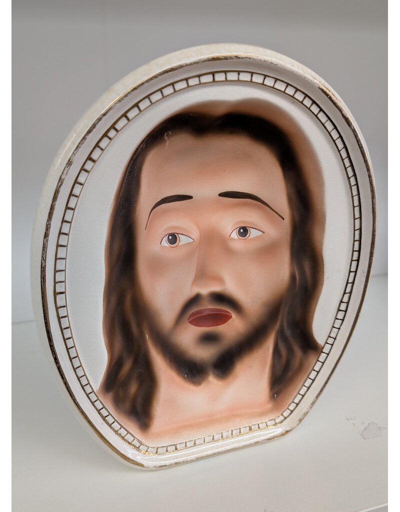 Vintage Illusion Jesus Porcelain Plaque