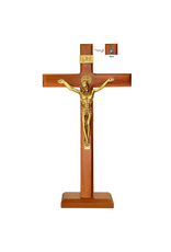 Blessed Americas 10.5" Standing Benedict Crucifix, Gold/Wood