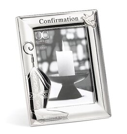 Roman, Inc 6.75"H Silver Frame - Confirmation w/Dove (Holds 3.5" X 5")