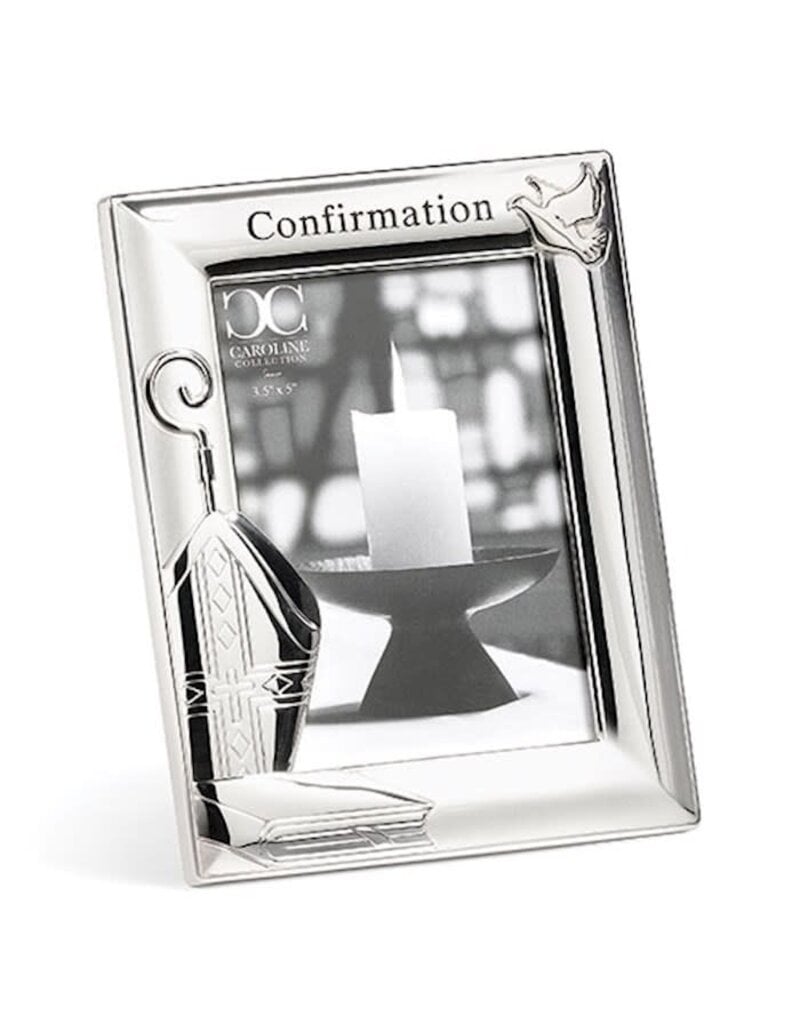 Roman, Inc Frame-Confirmation W/Dove (Holds 3.5" X 5")-Silver (6.75"H)