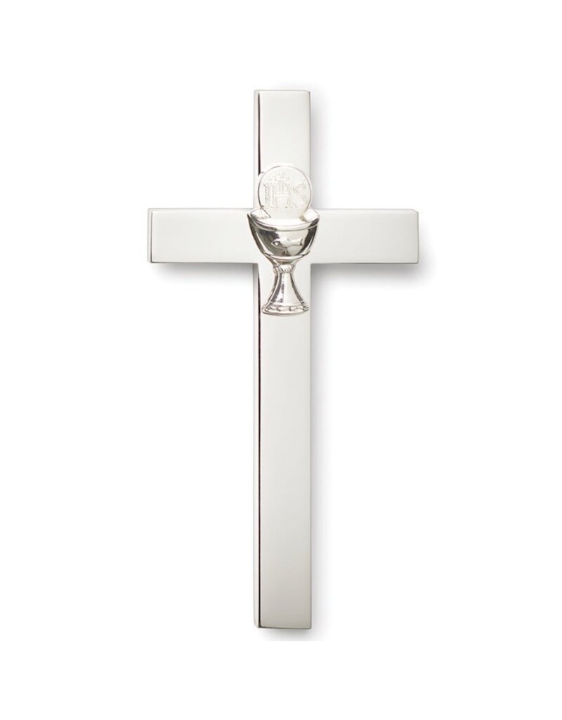Roman, Inc Wall Cross-Communion W/Chalice-Silver (4.75"H)