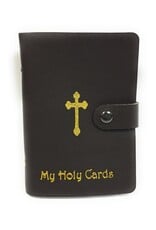 WJ Hirten My Holy Cards Brown Gold Stamped Leatherette Prayer Card Holder