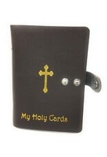 WJ Hirten My Holy Cards Brown Gold Stamped Leatherette Prayer Card Holder