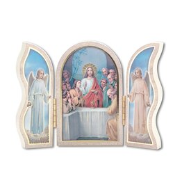 WJ Hirten Communion Standing Natural Wood Triptych