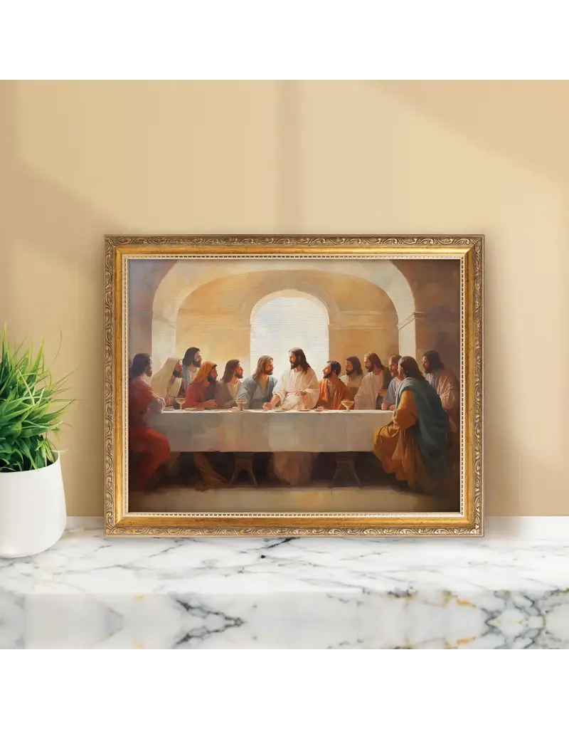 P. Graham Dunn Last Supper Collection Gold Linen Framed Art - Last Supper (17.75" W x 13.75" H)