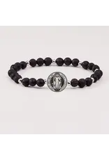 Holy Water Bracelet Men's Holy Water St. Benedict Bracelet,  Lava Rock (Stainless Spacers)