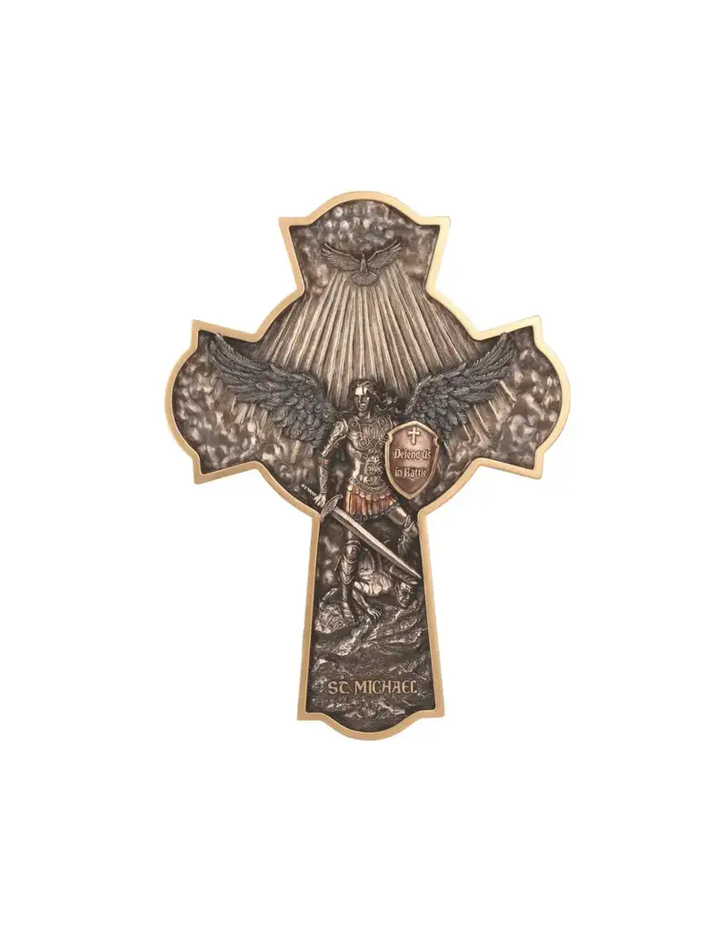Veronese Collection 10" St. Michael Crucifixion Plaque in Lightly Hand-Painted Cold Cast Bronze